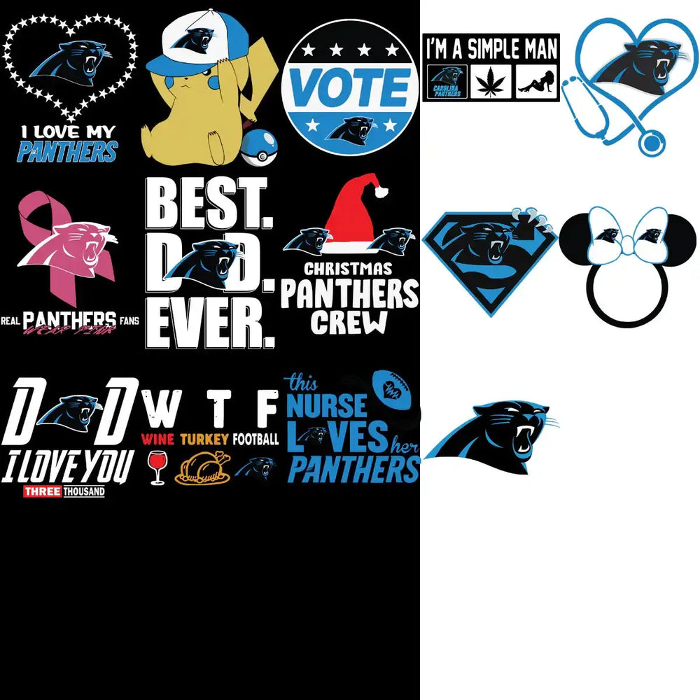 110 Panthers MEGA Carolina Football Team Designs Bundle PNG