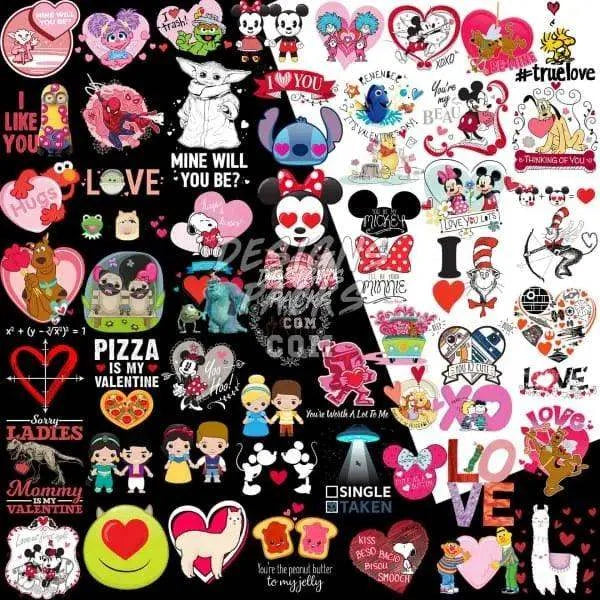 220 Valentine's Day Cartoon Designs Bundle PNG