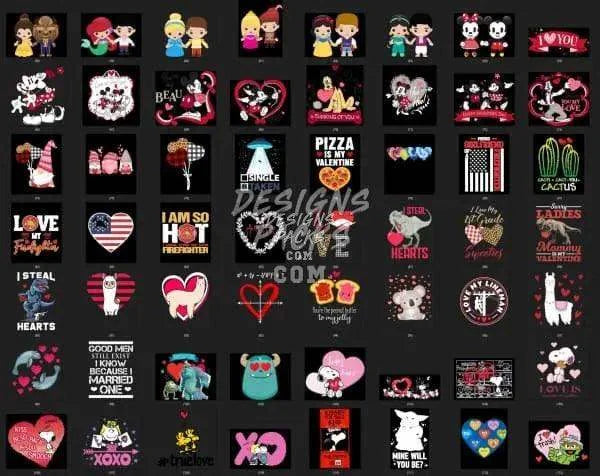 220 Valentine's Day Cartoon Designs Bundle PNG