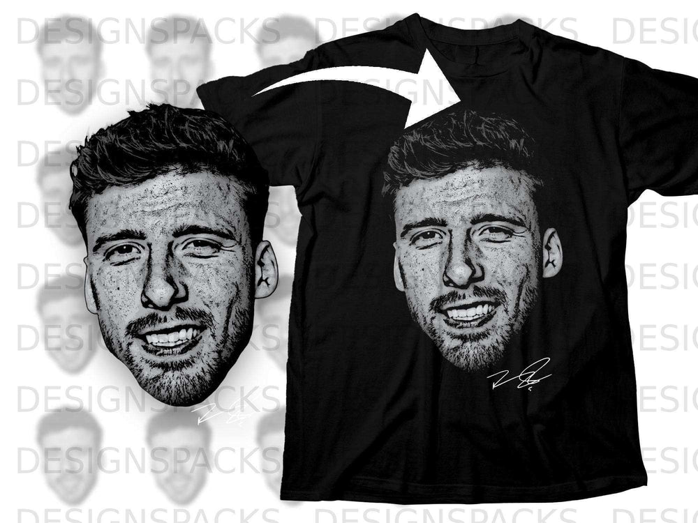 Realistic Portrait Graphic Black T-shirt for Men