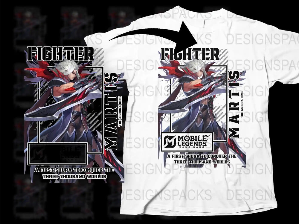 Mobile Legends Fighter T-Shirt, Anime Style Graphic Tee, Gaming Apparel, Casual Wear