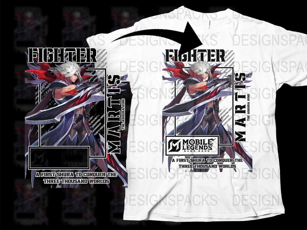 Mobile Legends Fighter T-Shirt, Anime Style Graphic Tee, Gaming Apparel, Casual Wear