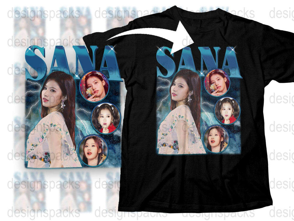 Sana Twice Inspired Graphic T-Shirt, K-pop Star Fan Merch, Trendy Music Pop Culture Apparel, Casual Fashion Top