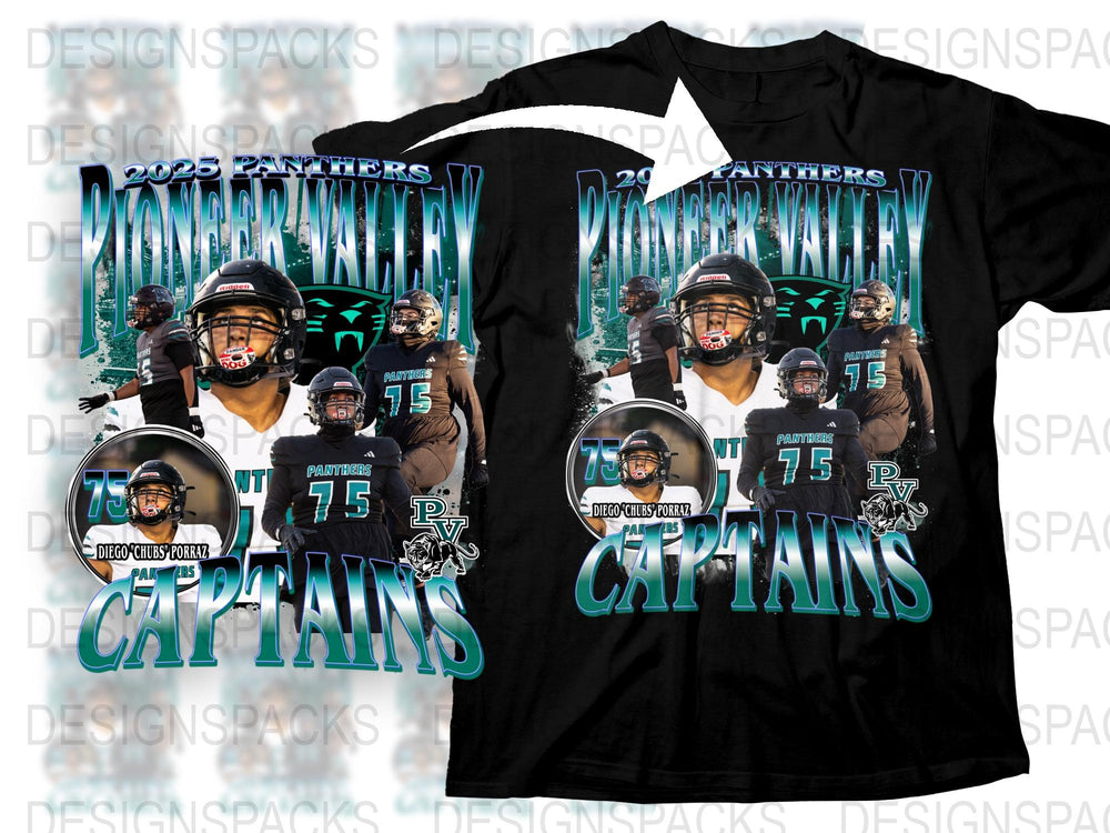 Custom High School Football Captains T-Shirt, Personalized Sports Team Apparel, Gift for Athletes