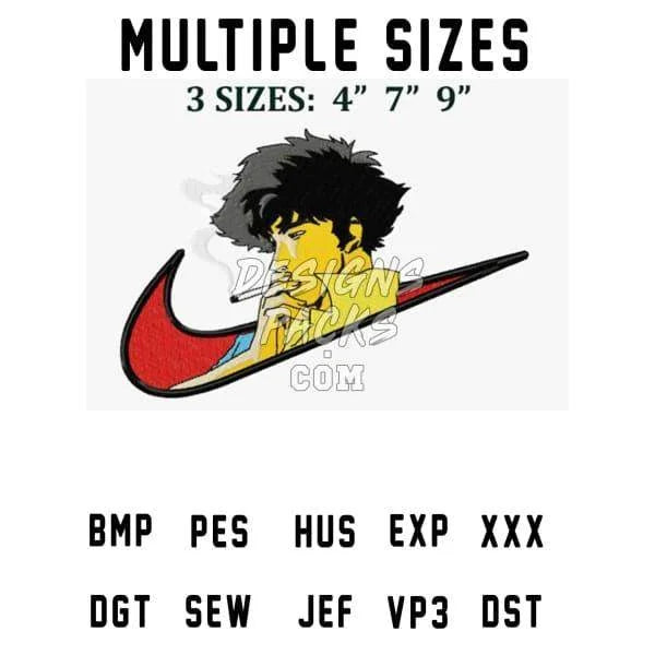 Spike Spiegel Cowboy Bebop Swoosh Sport Anime Embroidery Design