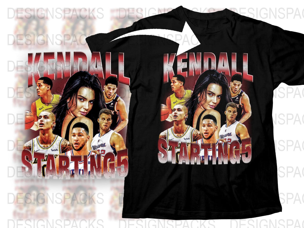 Kendall Starting Graphic T-Shirt, Vintage Style Sports Tee, Unisex Basketball Shirt Design, Retro Casual Wear