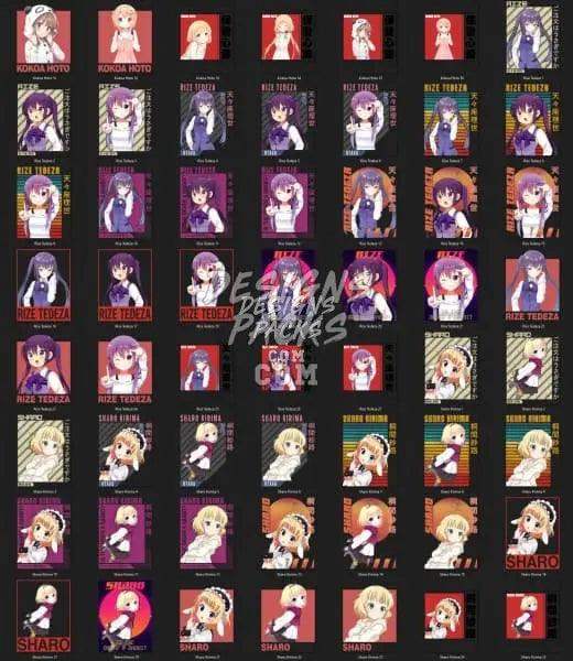 112 Is the Order a Rabbit Anime Designs Bundle PNG designspacks
