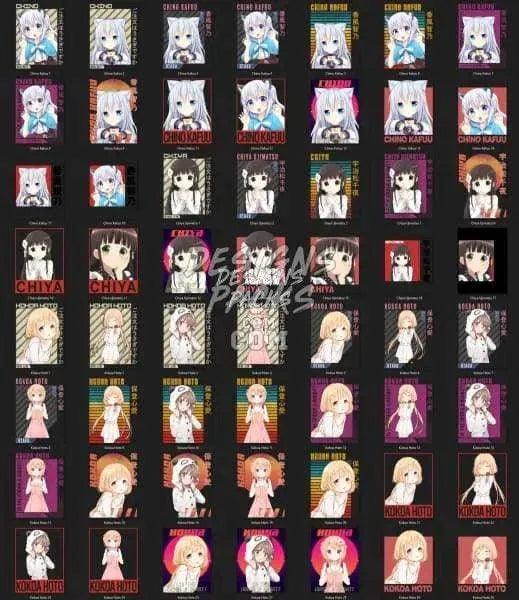 112 Is the Order a Rabbit Anime Designs Bundle PNG