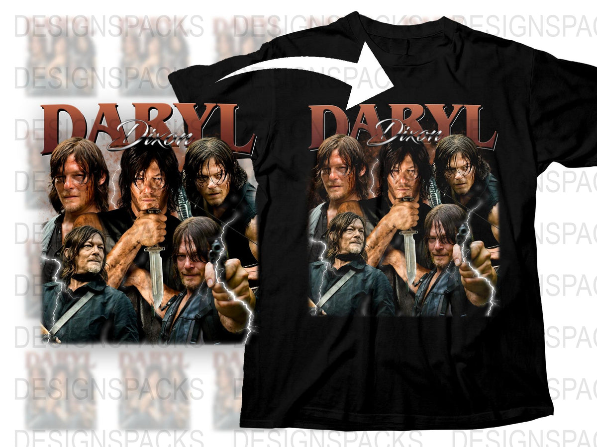 Daryl Dixon Inspired T-shirt, Walking Dead Fan Apparel, Gift for TV Series Lovers, Multiple Poses Graphic Tee