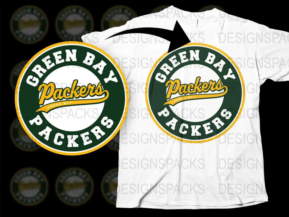 Green Bay Packers Logo T-Shirt, NFL Team White Graphic Tee, Football Fan Apparel