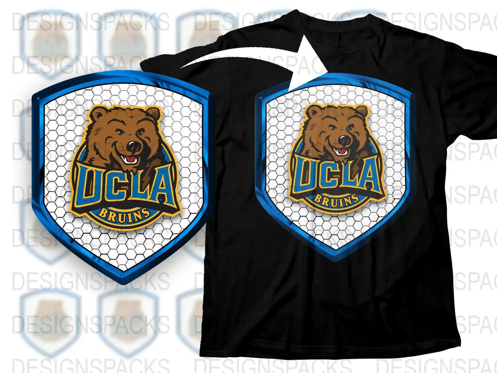 UCLA Bruins Bear Logo T-Shirt, College Sports Fan Apparel, Black Crew Neck Tee