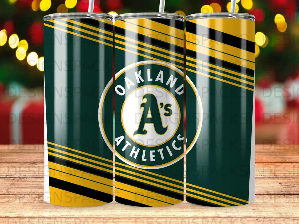 Oakland Athletics Green Gold Striped Tumbler product type