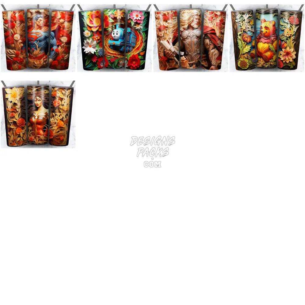 115 Cartoon Mix Paper Art Tumbler Wrap Bundle Jpg