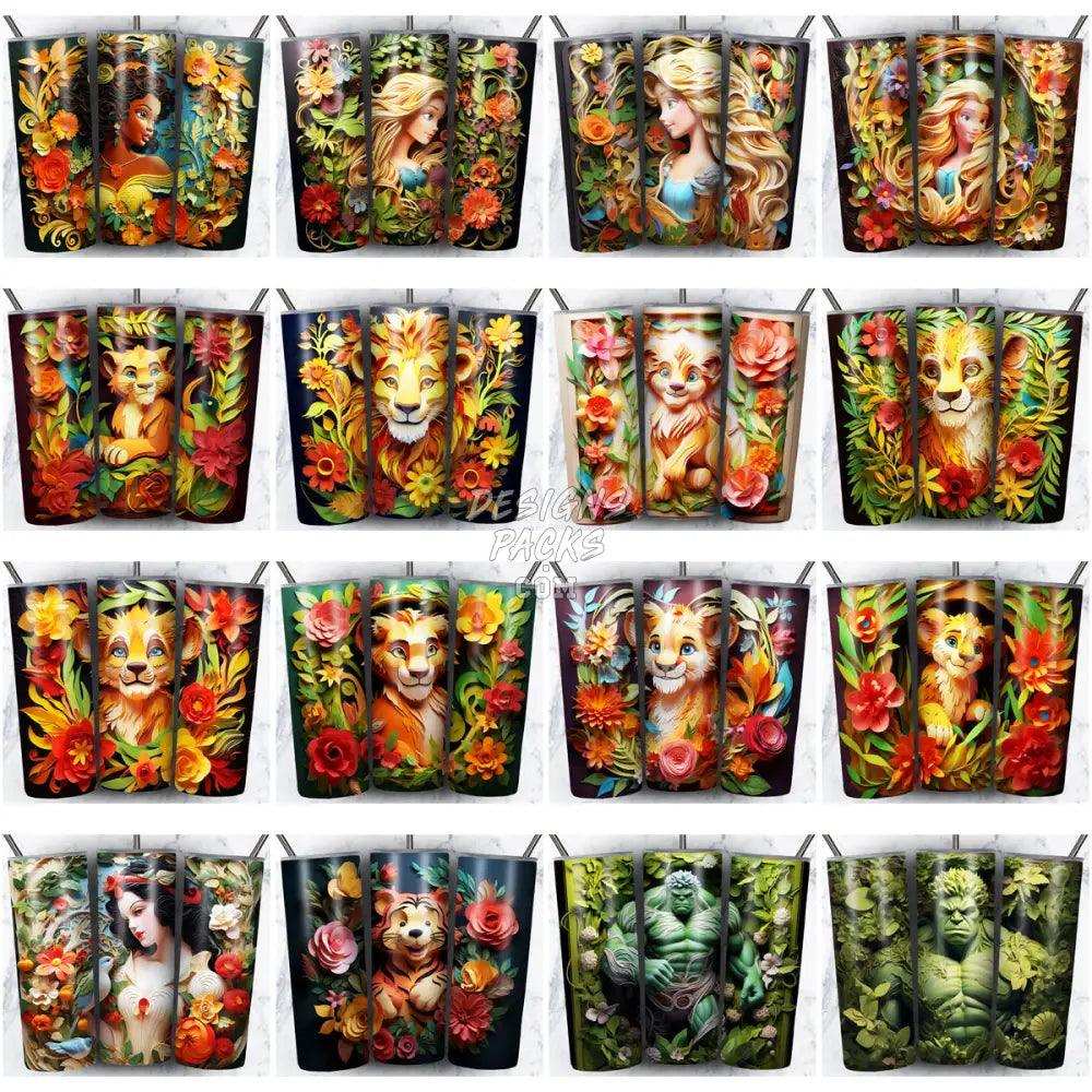 115 Cartoon Mix Paper Art Tumbler Wrap Bundle Jpg