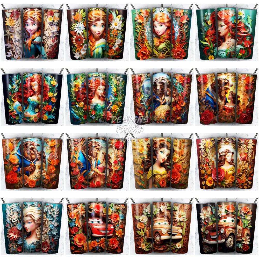 115 Cartoon Mix Paper Art Tumbler Wrap Bundle Jpg