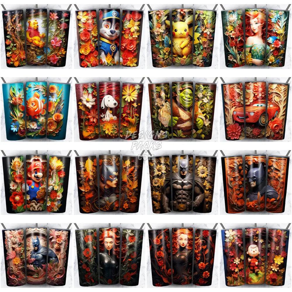 115 Cartoon Mix Paper Art Tumbler Wrap Bundle Jpg