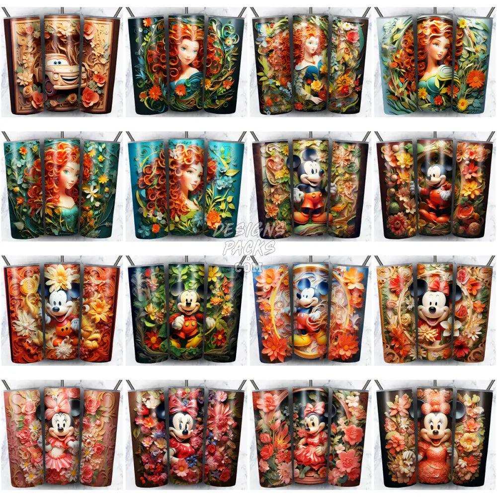 115 Cartoon Mix Paper Art Tumbler Wrap Bundle Jpg