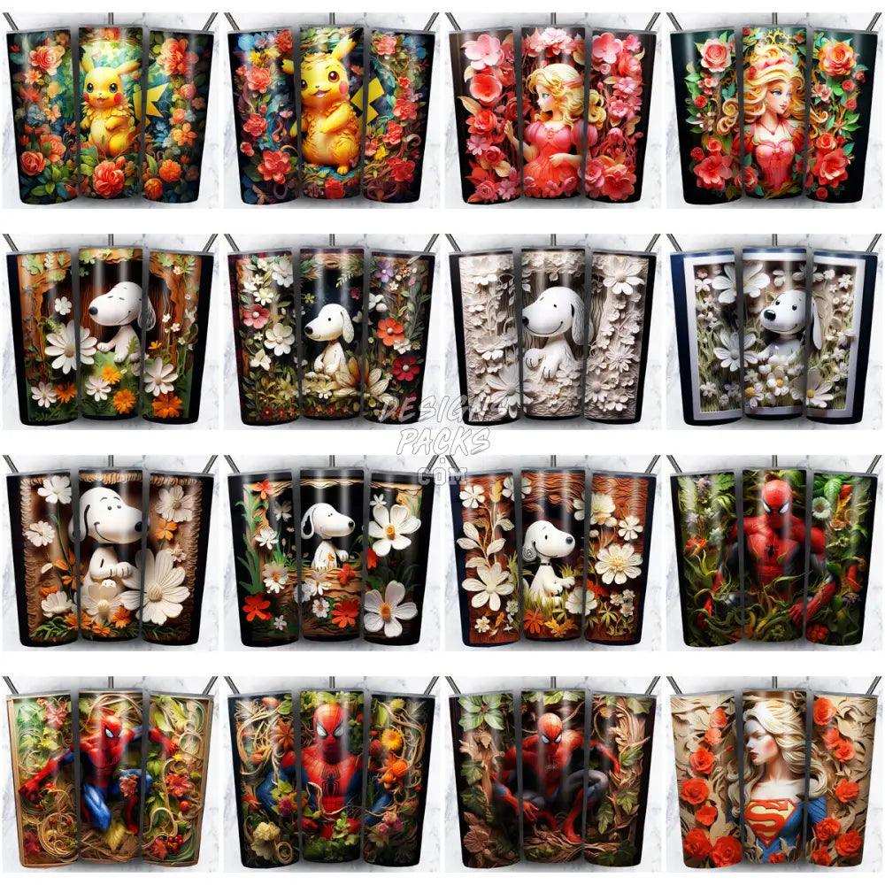 115 Cartoon Mix Paper Art Tumbler Wrap Bundle Jpg