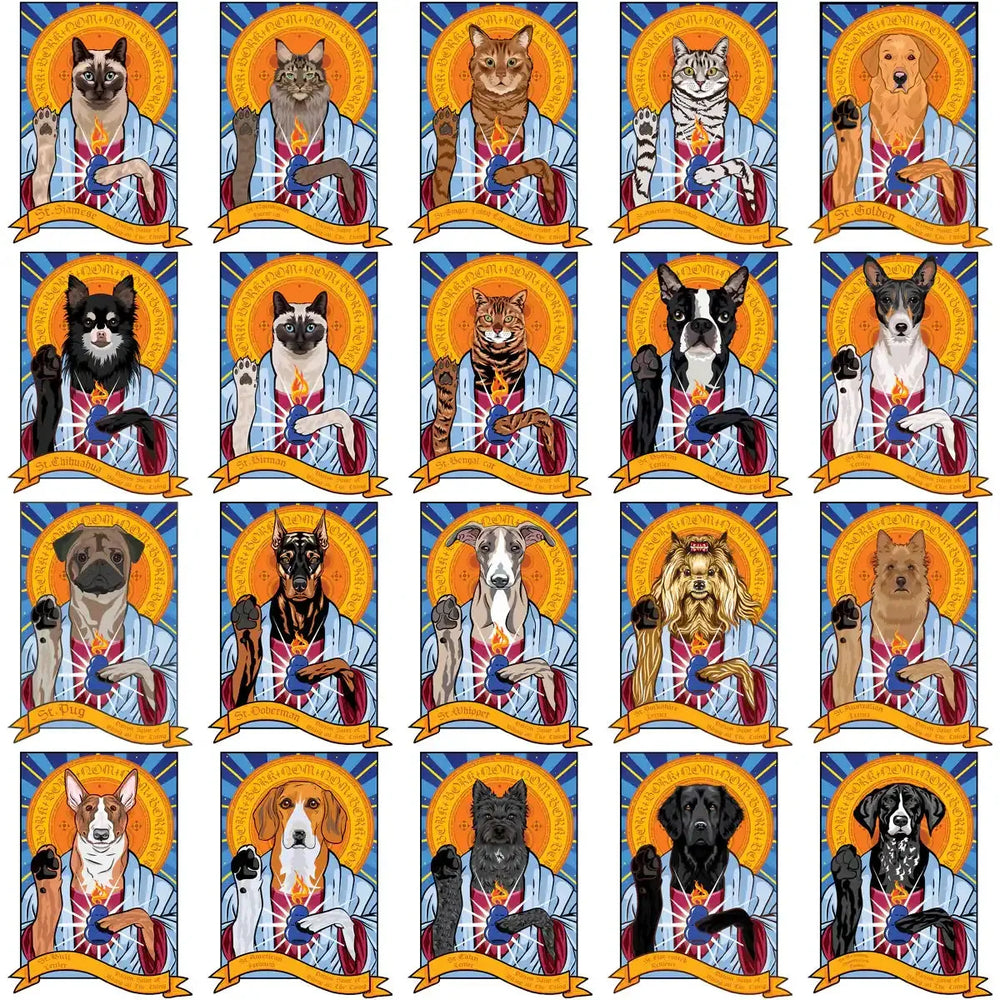 115 Funny Dogs & Cats Saints Designs Bundle PNG