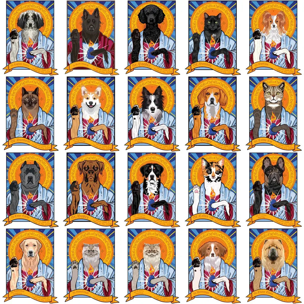 115 Funny Dogs & Cats Saints Designs Bundle PNG