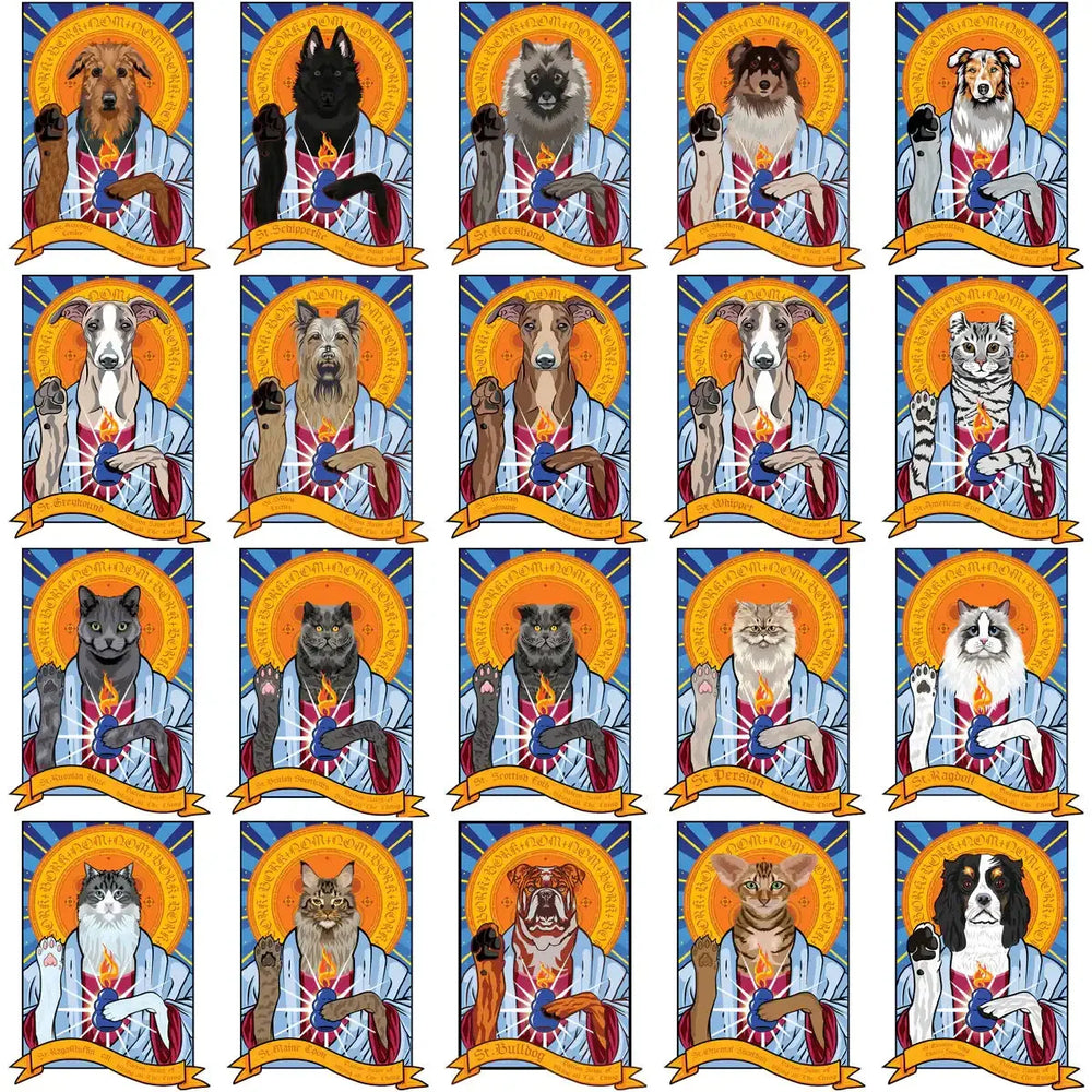 115 Funny Dogs & Cats Saints Designs Bundle PNG