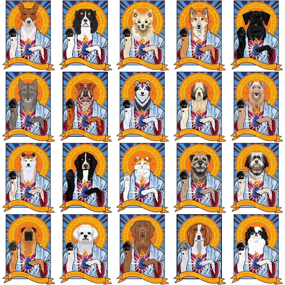 115 Funny Dogs & Cats Saints Designs Bundle PNG