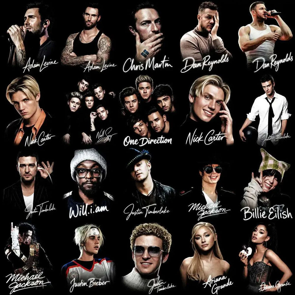 115 Music Pop Stars Signature Halftone Designs Bundle PNG