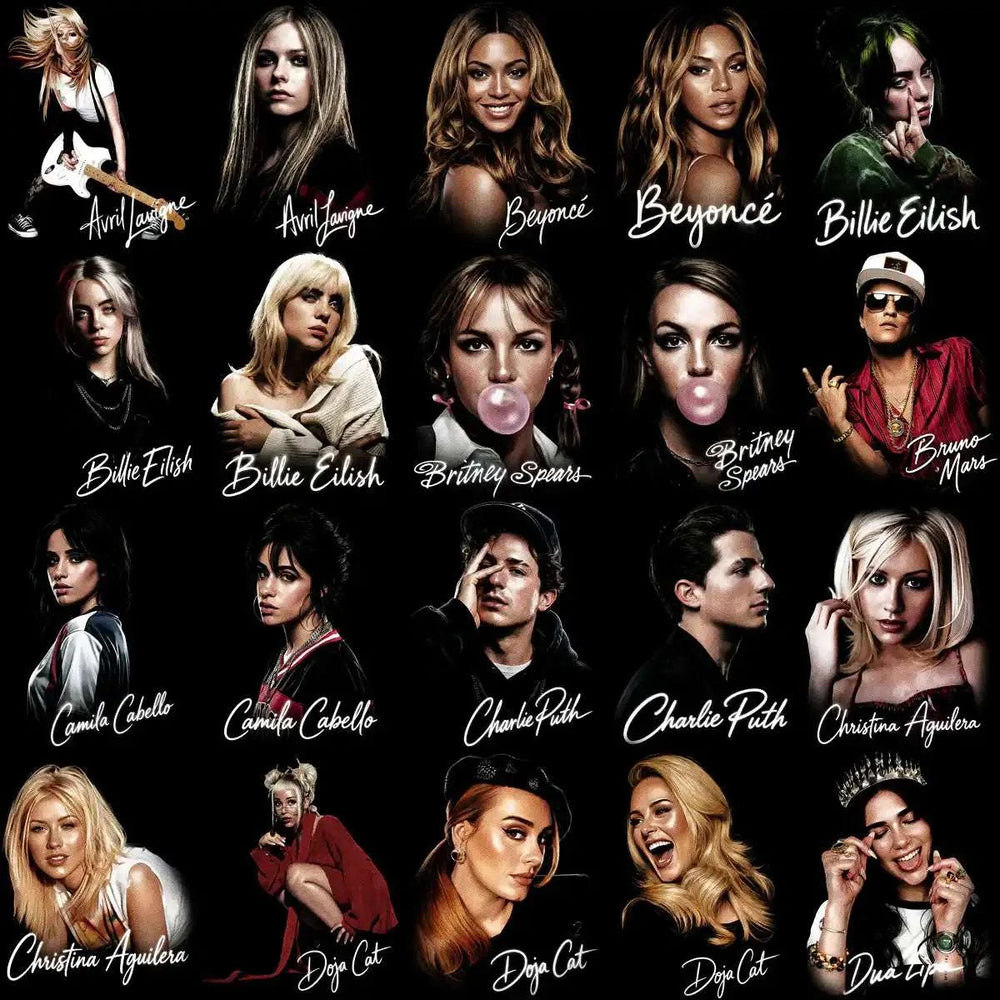 115 Music Pop Stars Signature Halftone Designs Bundle PNG