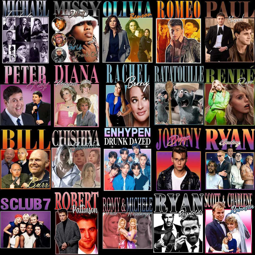 115 Pop Culture Homage PNG Bundle – Music, Movies & TV Icons Designs Bundle PNG