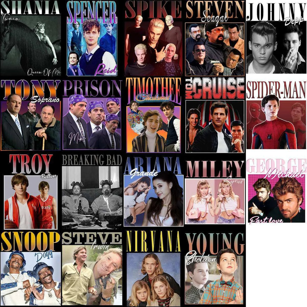 115 Pop Culture Homage PNG Bundle – Music, Movies & TV Icons Designs Bundle PNG