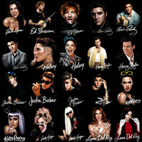 Load image into Gallery viewer, Celebrity portraits with signatures: Dua Lipa, Ed Sheeran, Elvis, Halsey, Harry Styles, Justin Bieber, Katy Perry, Lady Gaga, Lana Del Rey
