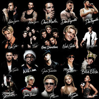 Load image into Gallery viewer, Celebrity portraits with signatures: Adam Levine, Chris Martin, One Direction, Nick Carter, Michael Jackson, Billie Eilish, Ariana Grande, Justin Bieber
