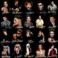 Load image into Gallery viewer, Celebrity portraits with signatures: Dua Lipa, Ed Sheeran, Elvis, Halsey, Harry Styles, Justin Bieber, Katy Perry, Lady Gaga, Lana Del Rey
