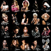 Load image into Gallery viewer, Celebrity portraits including Madonna, Michael Jackson, Miley Cyrus, Pink, Post Malone, Rihanna, Selena Gomez, and Sia for print-ready designs.
