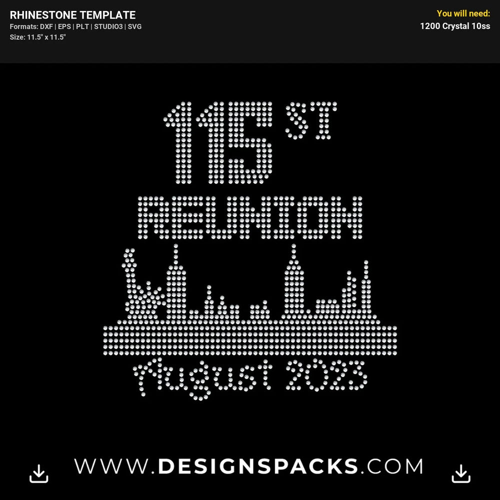 115 Reunion New York Skyline August Rhinestone Digital Template