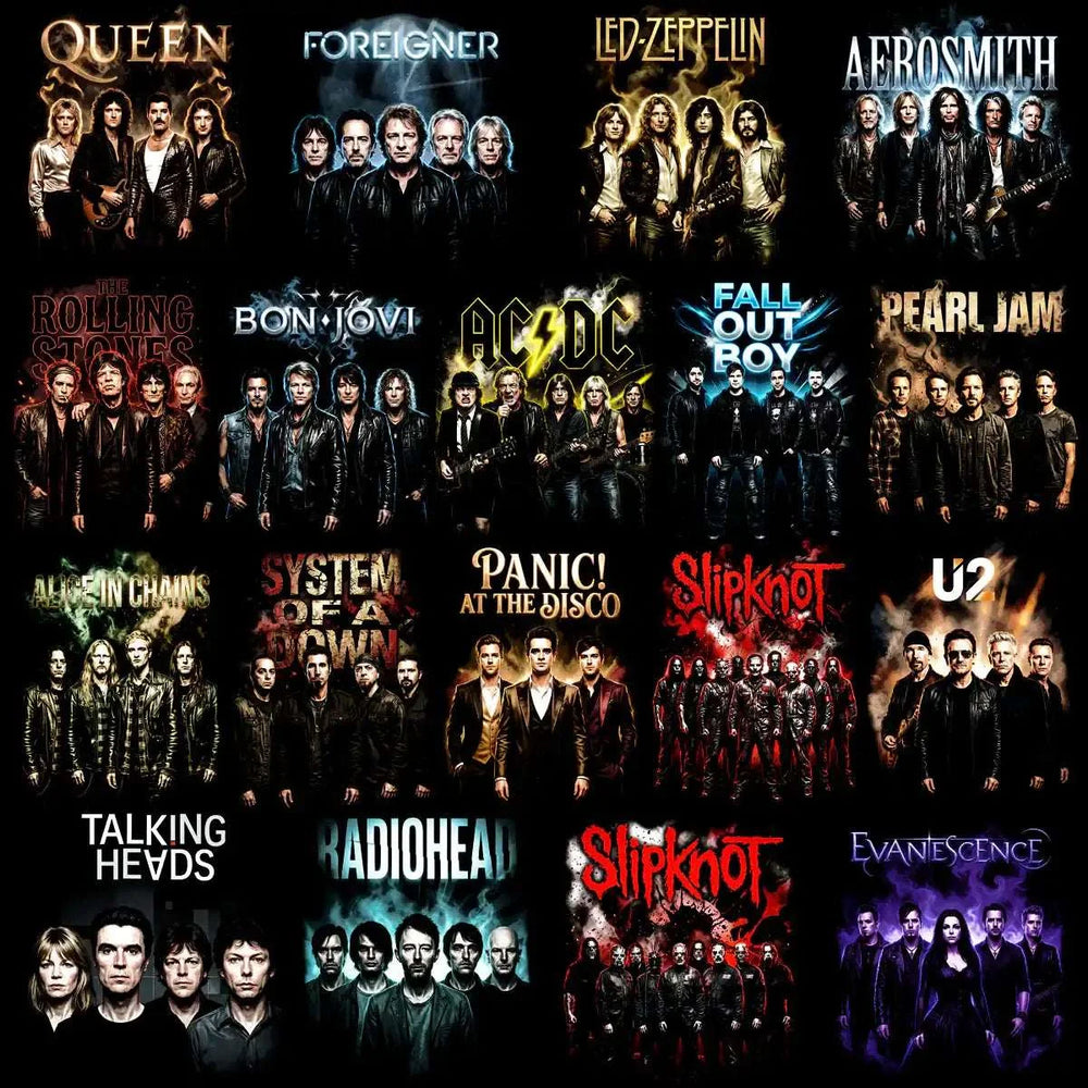 115 Rock Heavy Metal Halftone Band Designs Bundle PNG