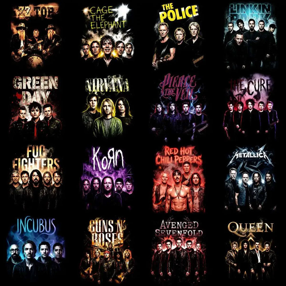 115 Rock Heavy Metal Halftone Band Designs Bundle PNG