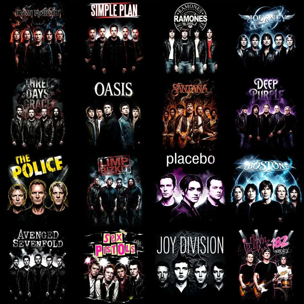 115 Rock Heavy Metal Halftone Band Designs Bundle PNG