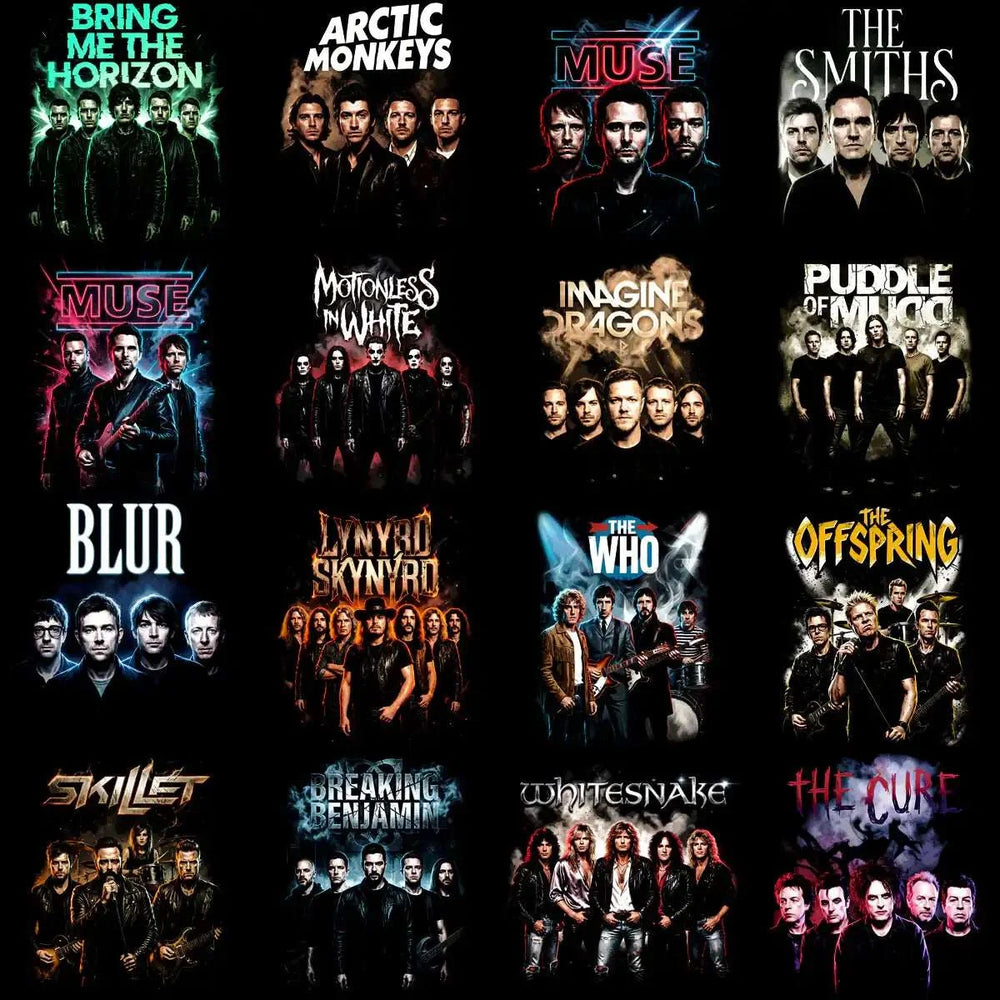 115 Rock Heavy Metal Halftone Band Designs Bundle PNG