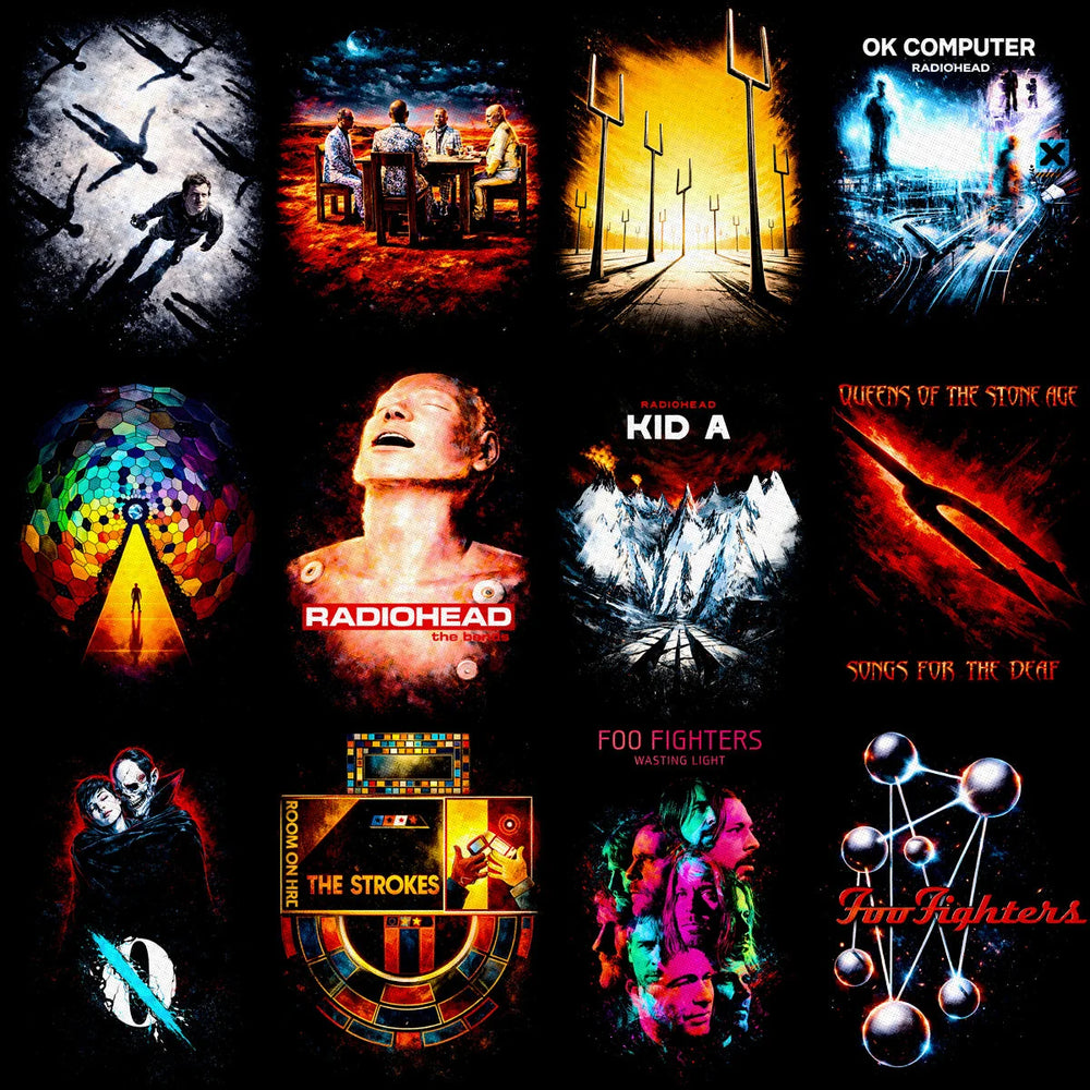 115 Rock Heavy Metal Music Album Covers Halftone Designs Bundle PNG