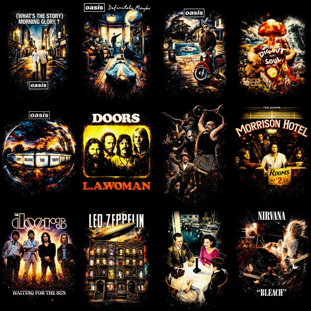 115 Rock Heavy Metal Music Album Covers Halftone Designs Bundle PNG