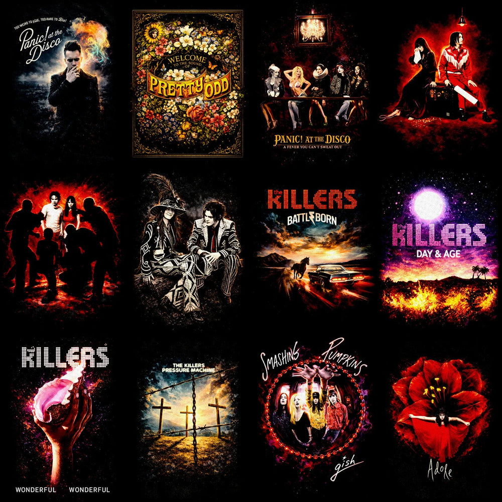 115 Rock Heavy Metal Music Album Covers Halftone Designs Bundle PNG