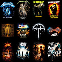Load image into Gallery viewer, 115 Rock Heavy Metal Music Album Covers Halftone Designs Bundle PNG
