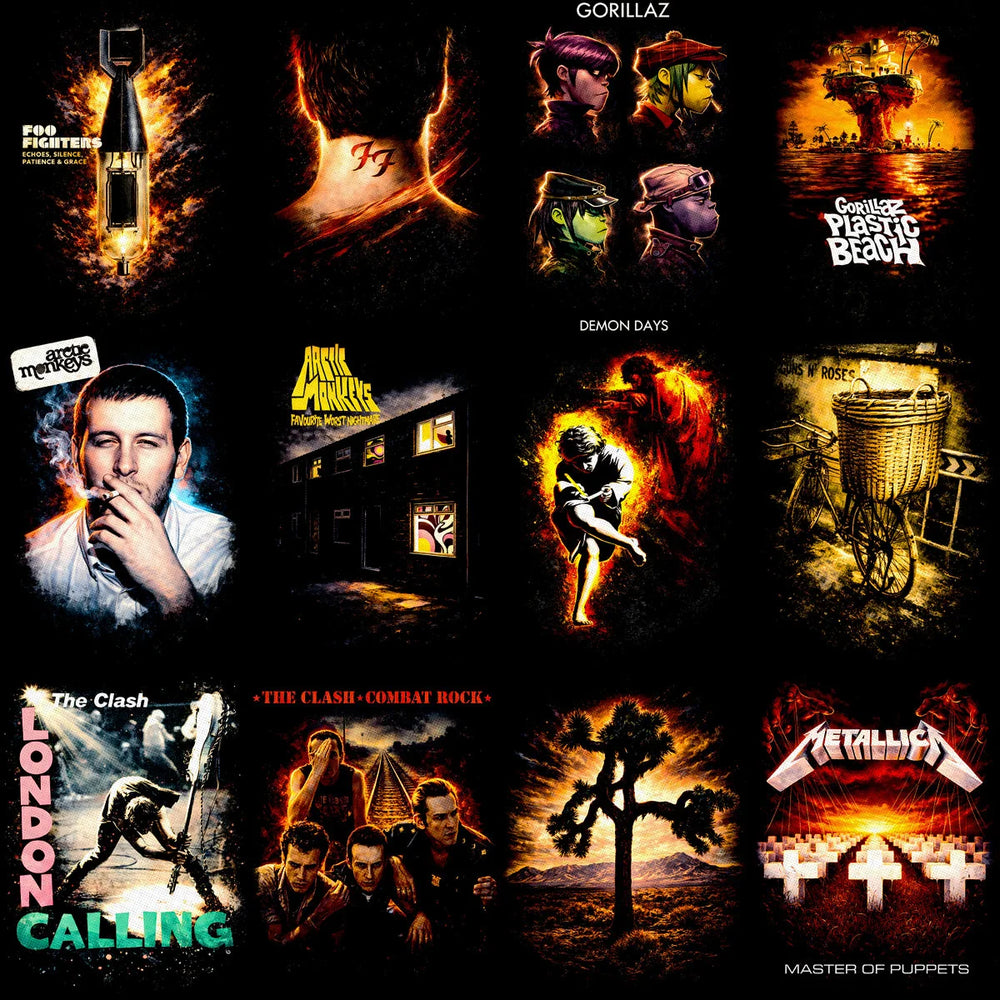 115 Rock Heavy Metal Music Album Covers Halftone Designs Bundle PNG