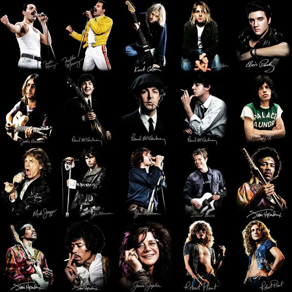 115 Rock Heavy Metal Music Stars Signature Halftone Designs Bundle PNG