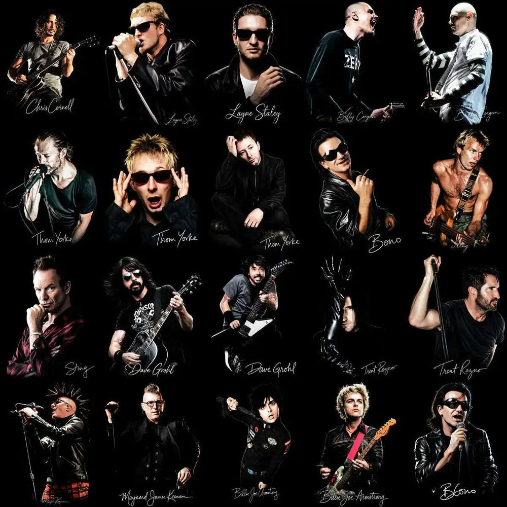 115 Rock Heavy Metal Music Stars Signature Halftone Designs Bundle PNG