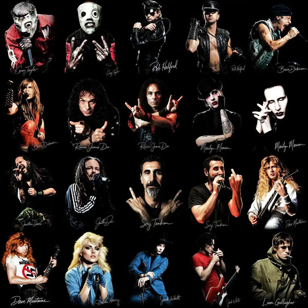 115 Rock Heavy Metal Music Stars Signature Halftone Designs Bundle PNG