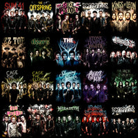 Load image into Gallery viewer, Rock band collage with Sum 41, Scorpions, Iron Maiden, and more — print-ready PNG designs for DTF/DTG
