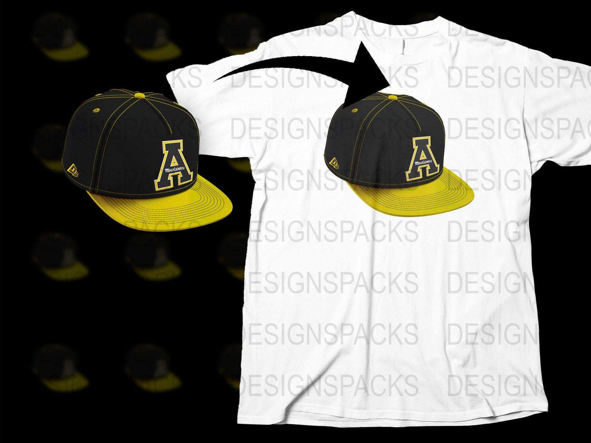 Custom A Letter Sports Hat and T-Shirt Set, Black and Yellow, Unisex Athletic Apparel, Perfect for Team Events and Gifts.