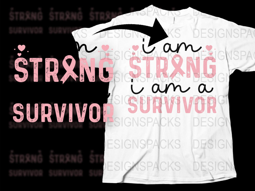 Strong Survivor T-Shirt, Inspirational Cancer Awareness Pink Graphic Tee, Motivational Quote Unisex Apparel